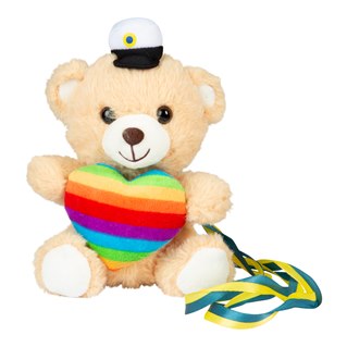 Student bear with rainbow heart