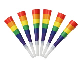 6 paper horns - rainbow