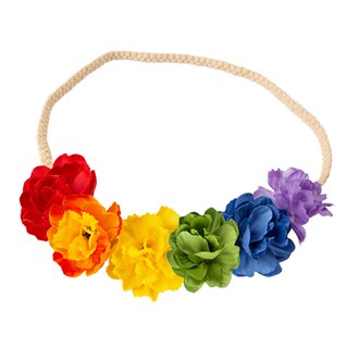 Hårband elastiskt regnbågsfärgade blommor