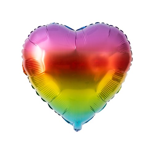 Ballong - hjärta med regnbågsfärger