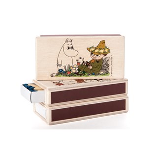 Wooden box with matches, Snufkin and Moomin