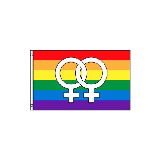Rainbow flag with dbl female symbols 2