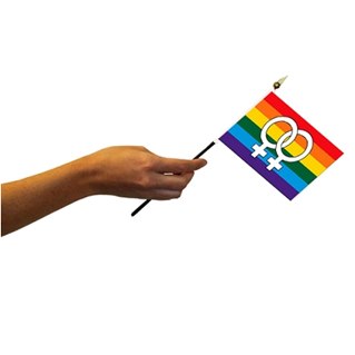 Small Dbl Femal symbols Rainbow flag