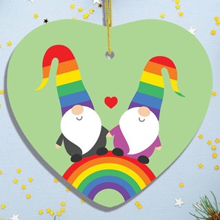 Gay Gnomes Rainbow Christmas Ornament