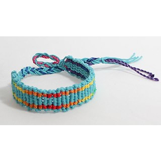 Wide box braid bracelet - turquoise