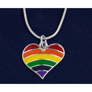 Rainbow Heart Gay Pride Necklace