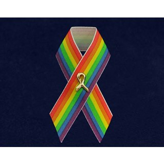 Satin Rainbow Ribbon Pin