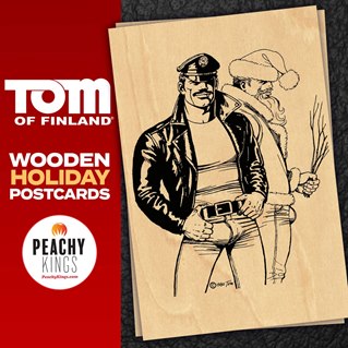 Tom of Finland Wooden Postcard "Santa Wood"