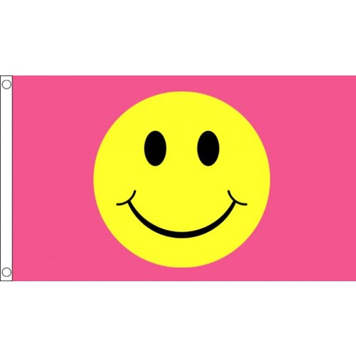 Smiley Face Pink Flag