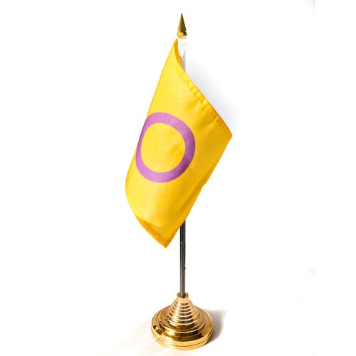 Liten Intersex  flagga på pinne