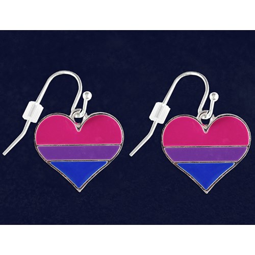 Heart Hanging Earrings Bi Pride