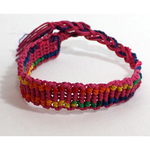 Wide box braided bracelet - red