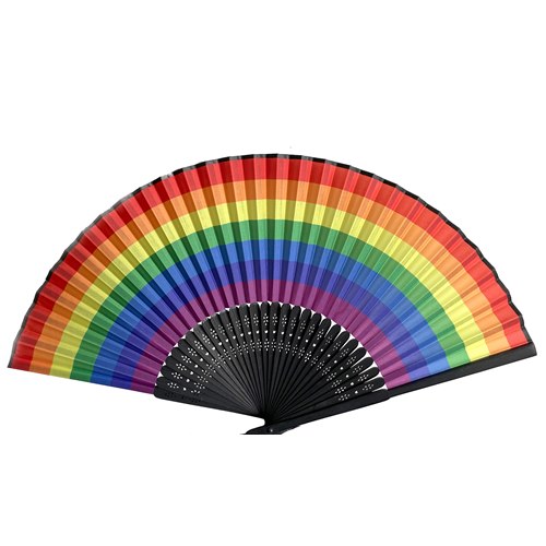 Rainbow Fan, black bamboo