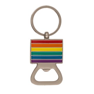 Bottle opener with keychain, Rainbow flag