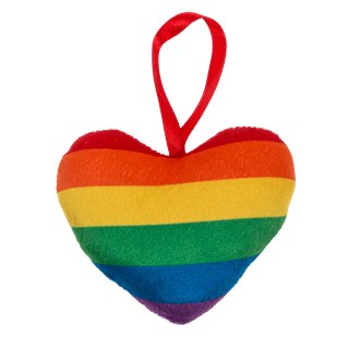 Plush heart in rainbow colours, 10 cm