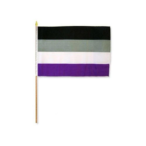 Asexual Pride flagga på pinne