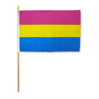 Pansexual Pride-flagga på pinne