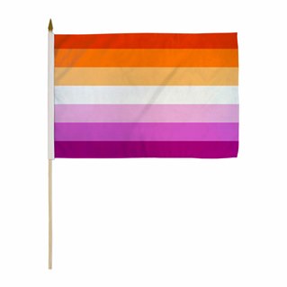Lesbian Sunset Flag on stick